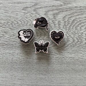 Cute Black Goth PVC Shoe Charms (Set of 4)